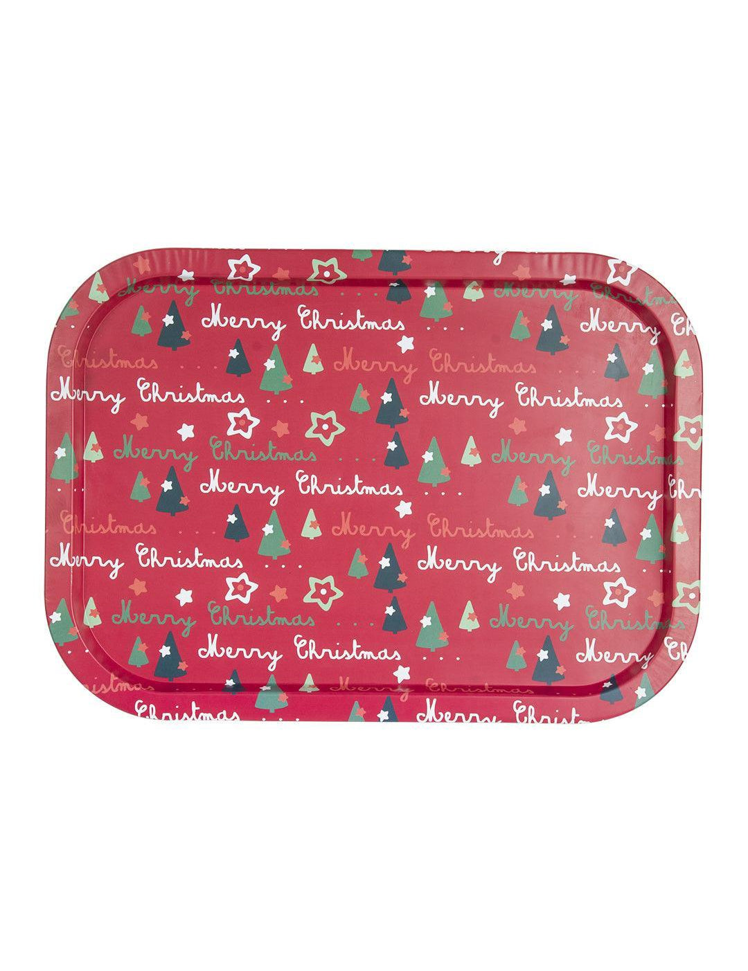 Merry Christmas Text Print - Metal Tray for Christmas - MARKET 99