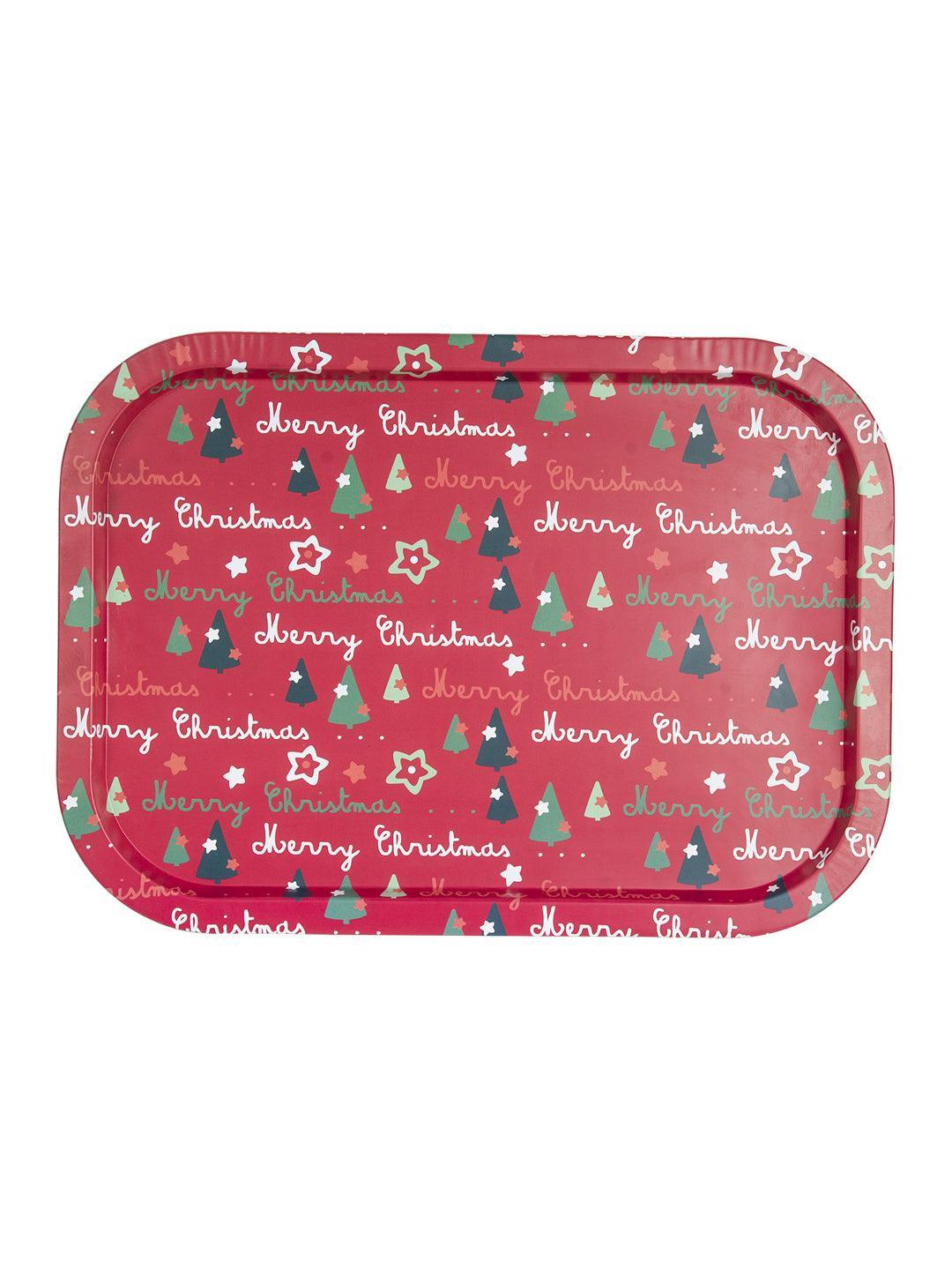 Merry Christmas Text Print - Metal Tray for Christmas - MARKET 99