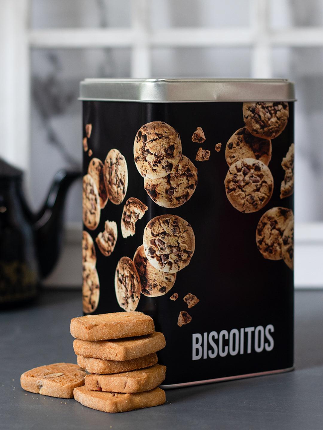 Metal Biscuites Jar - Black, 2050Ml - MARKET 99