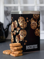 Metal Biscuites Jar - Black, 2050Ml - MARKET 99