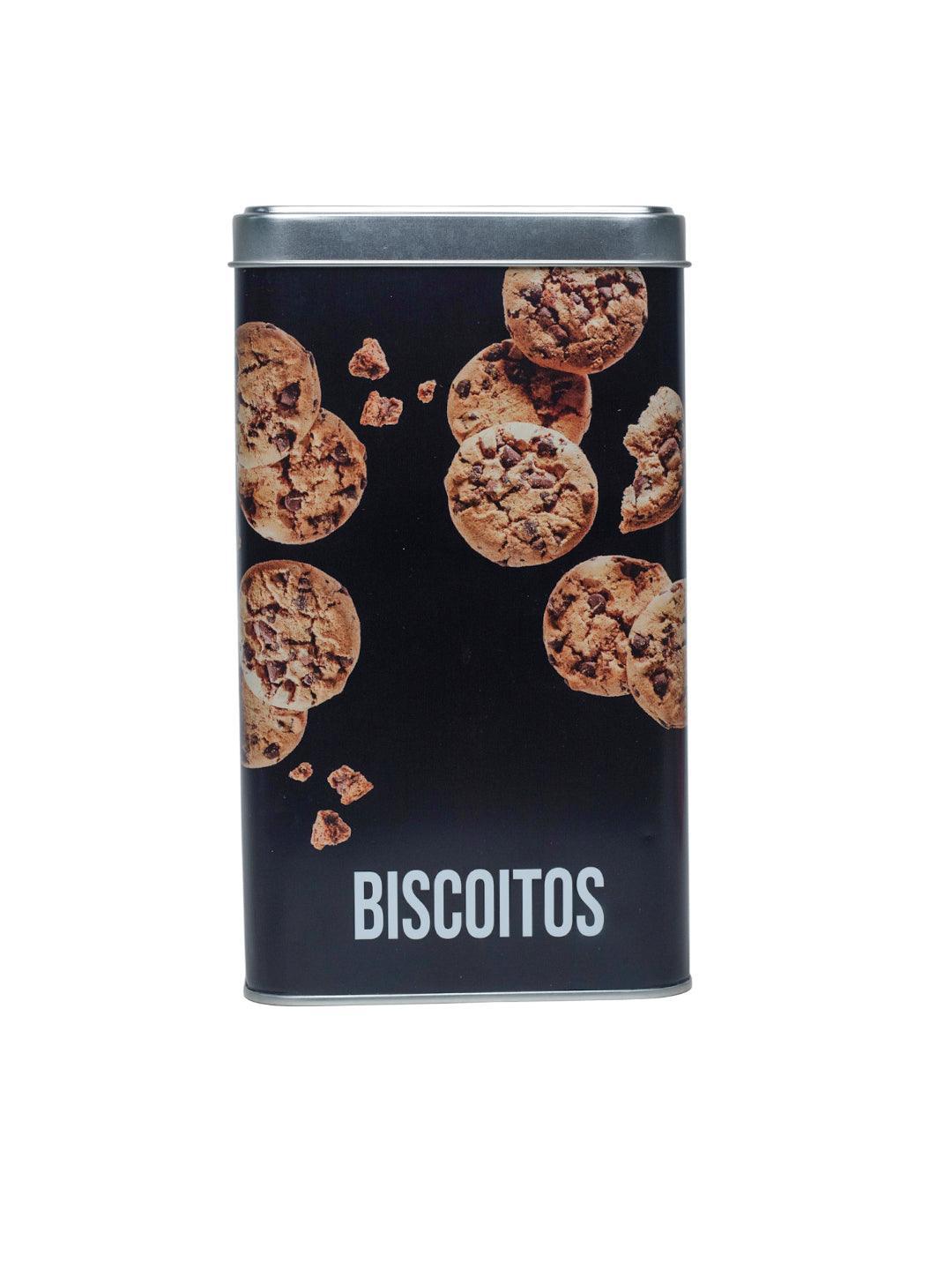 Metal Biscuites Jar - Black, 2050Ml - MARKET 99