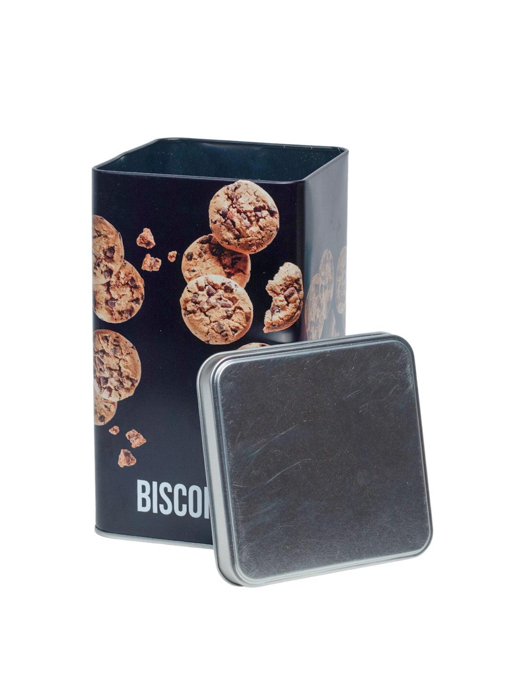 Metal Biscuites Jar - Black, 2050Ml - MARKET 99