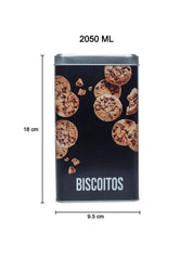 Metal Biscuites Jar - Black, 2050Ml - MARKET 99