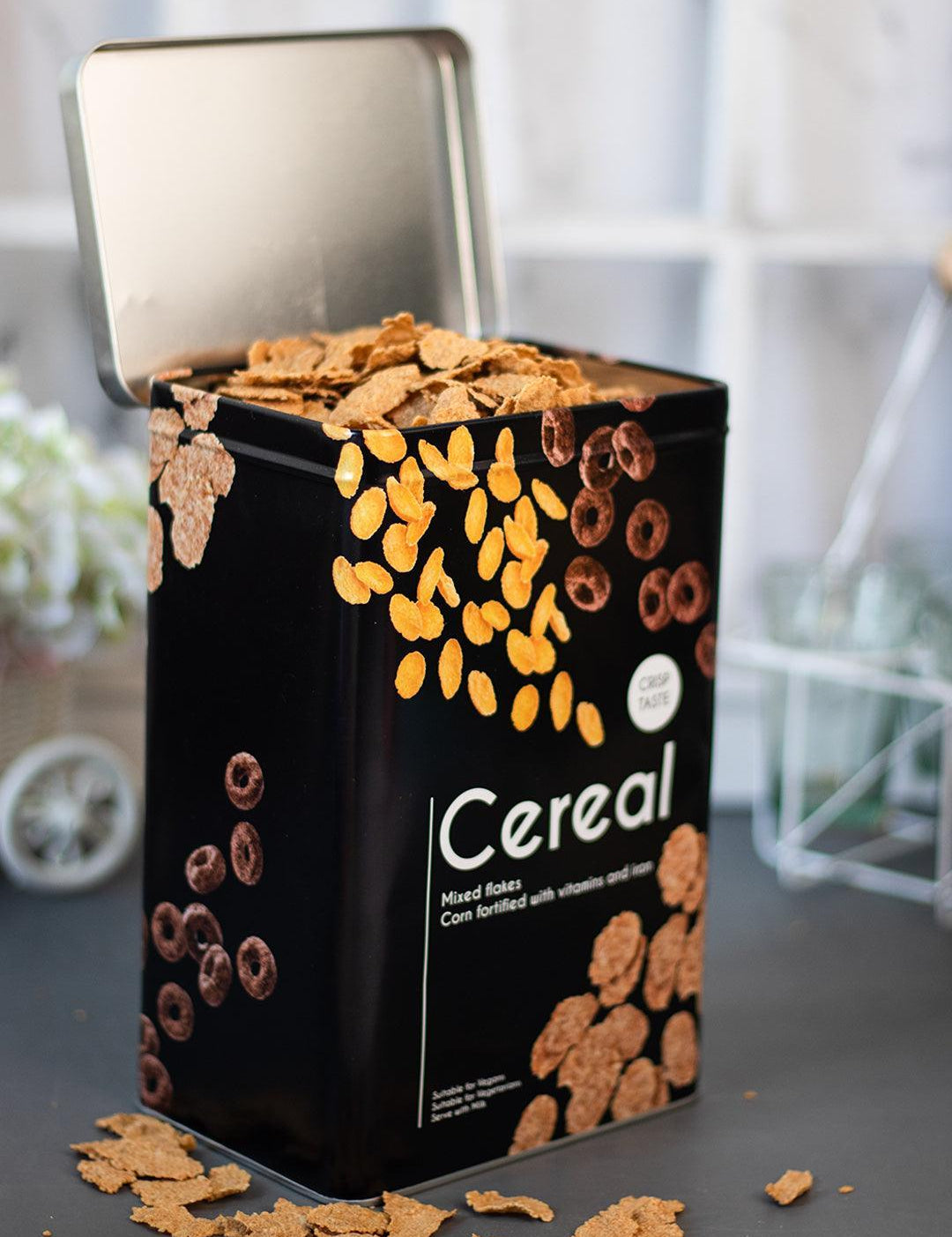 Metal Cereal Jar - Black, 3000Ml - MARKET 99