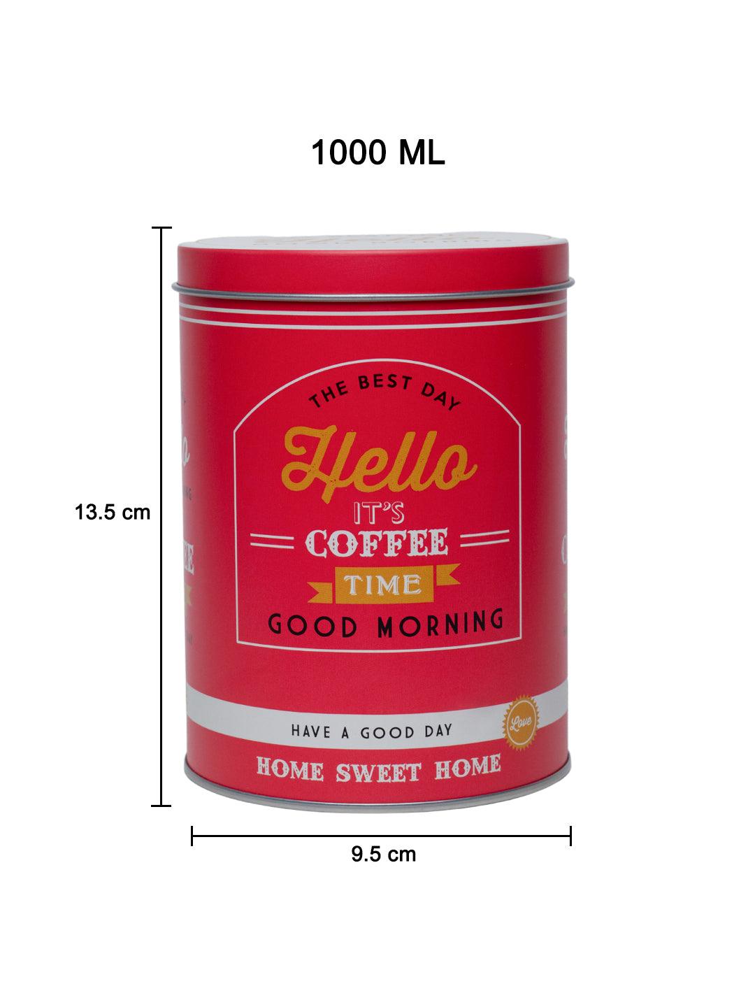 Metal Coffee Jar - Red, 1000Ml - MARKET 99