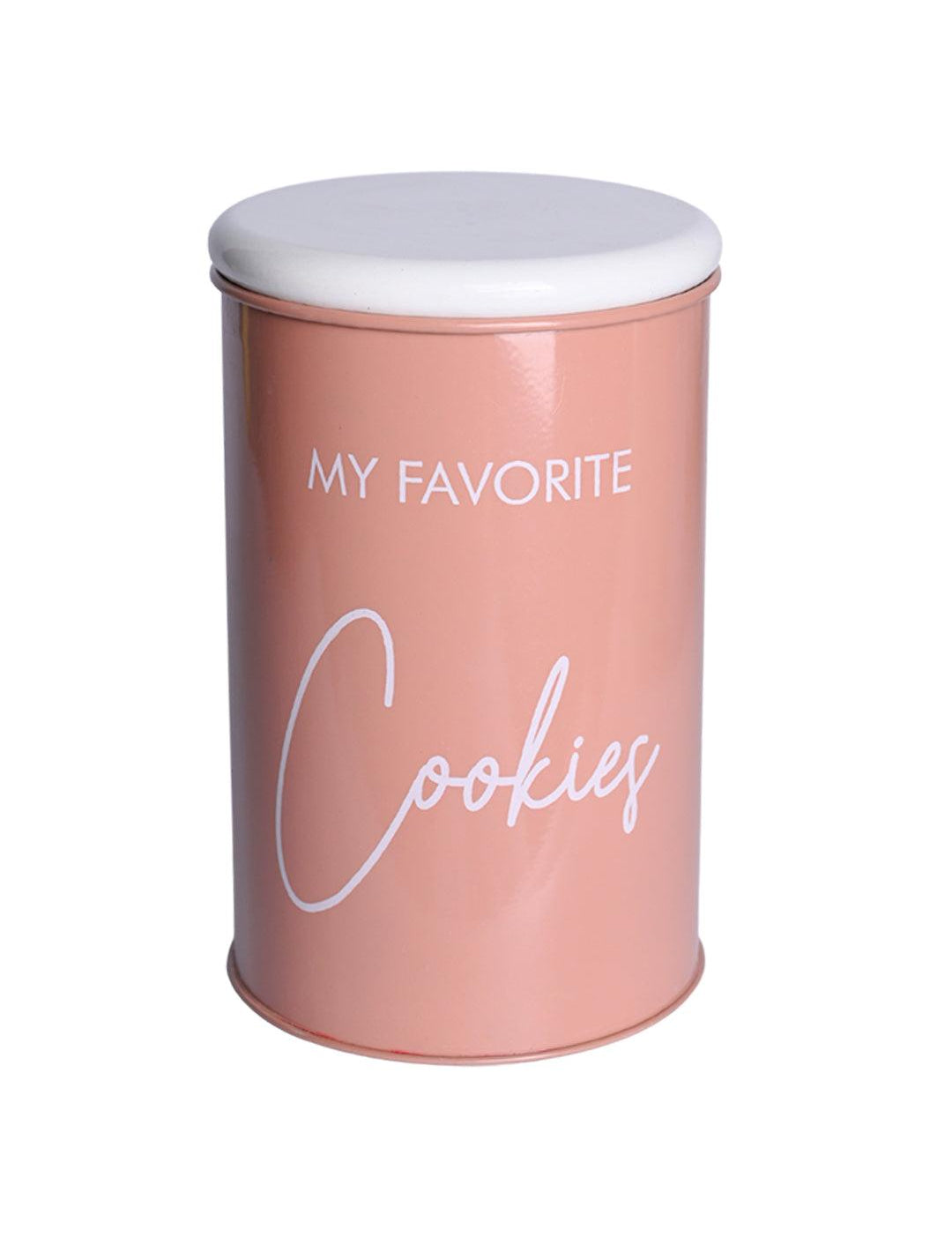 Metal Cookies Jar - Brown, 900 Ml - MARKET 99