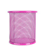 Metal Pen Holder, Mesh Design, Pink, Mild Steel, Set of 2 - MARKET 99