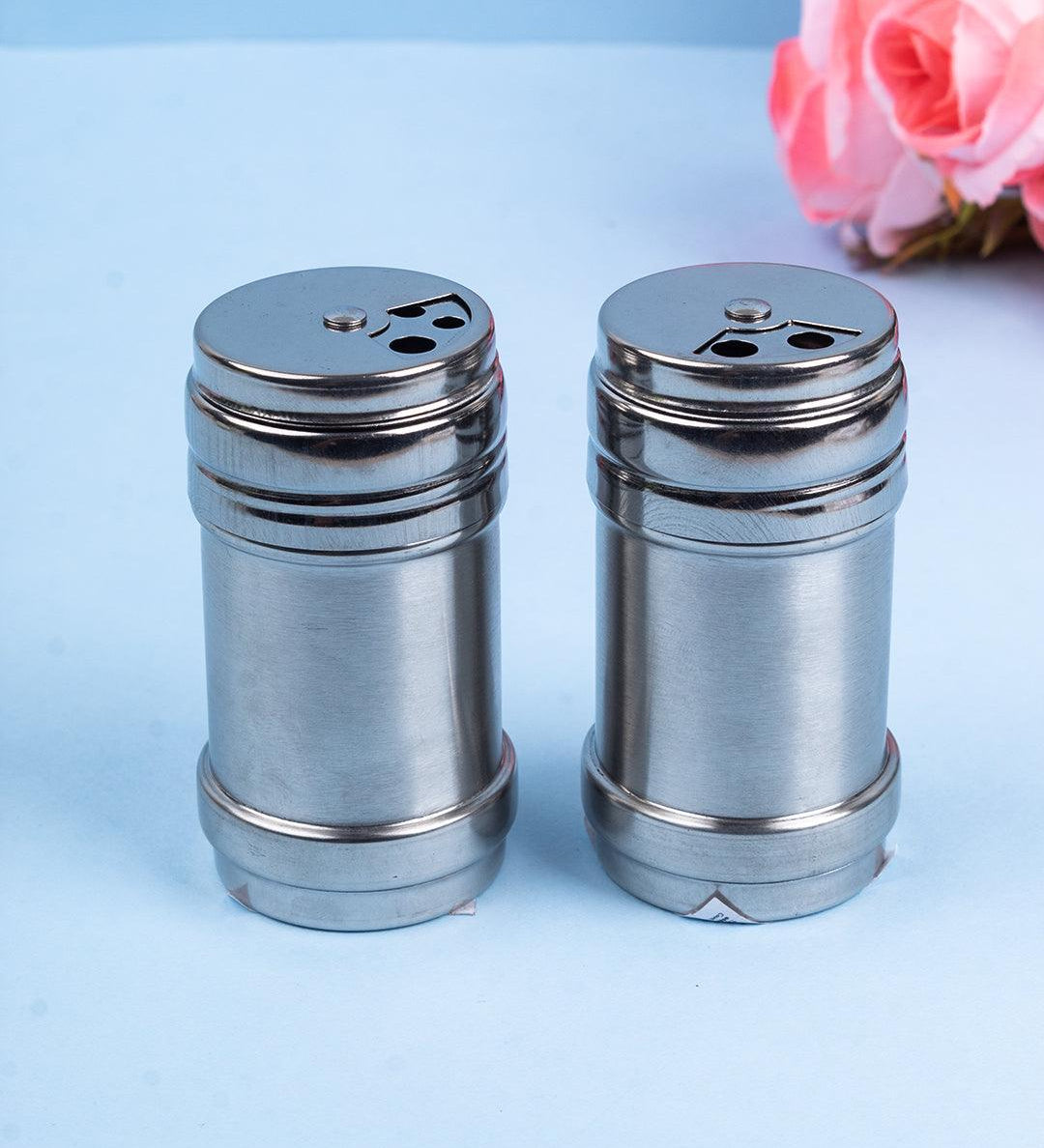 Metal Salt & Pepper Shakers, Silver, Stainless Steel, Set of 2 - MARKET 99