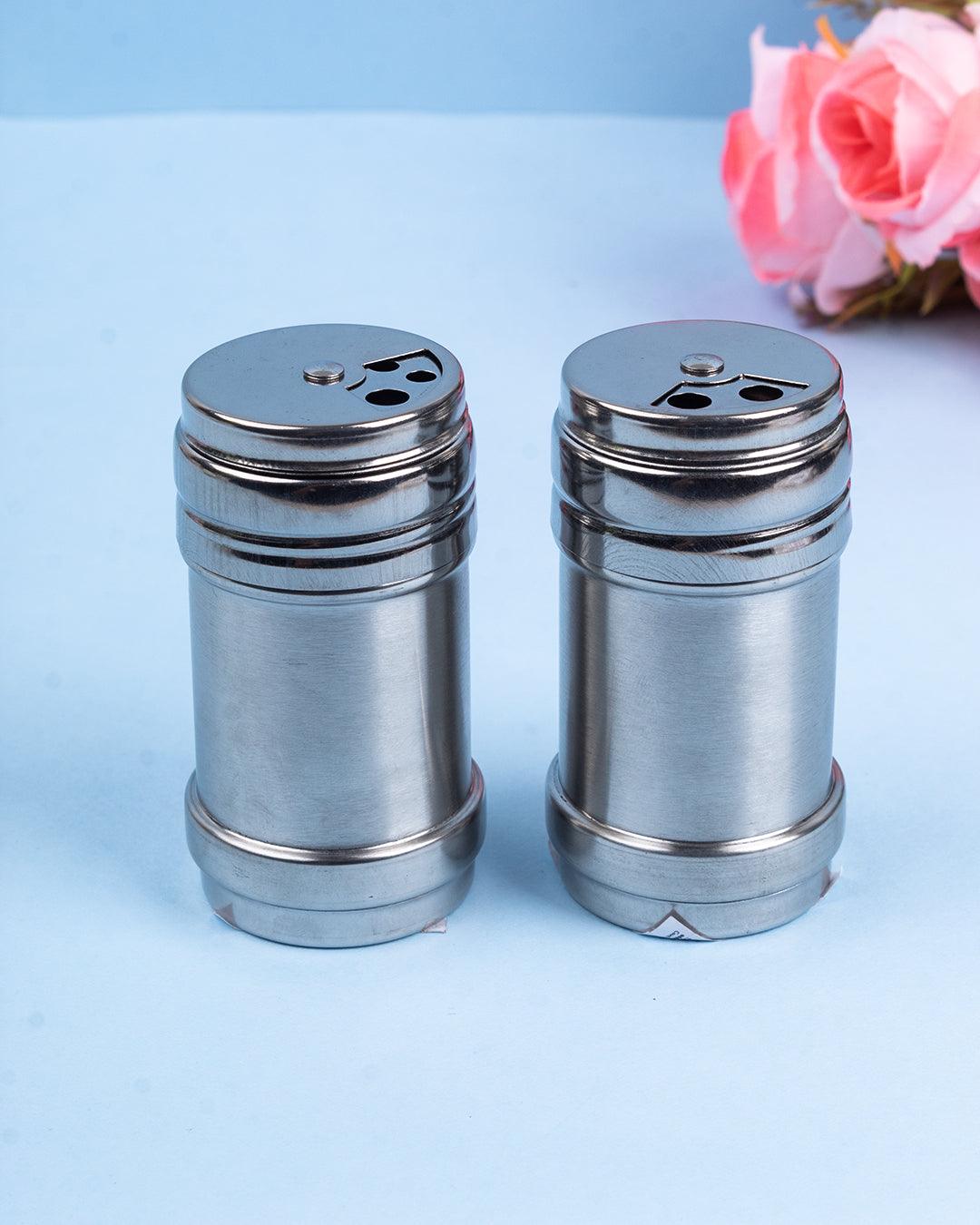 Metal Salt & Pepper Shakers, Silver, Stainless Steel, Set of 2 - MARKET 99