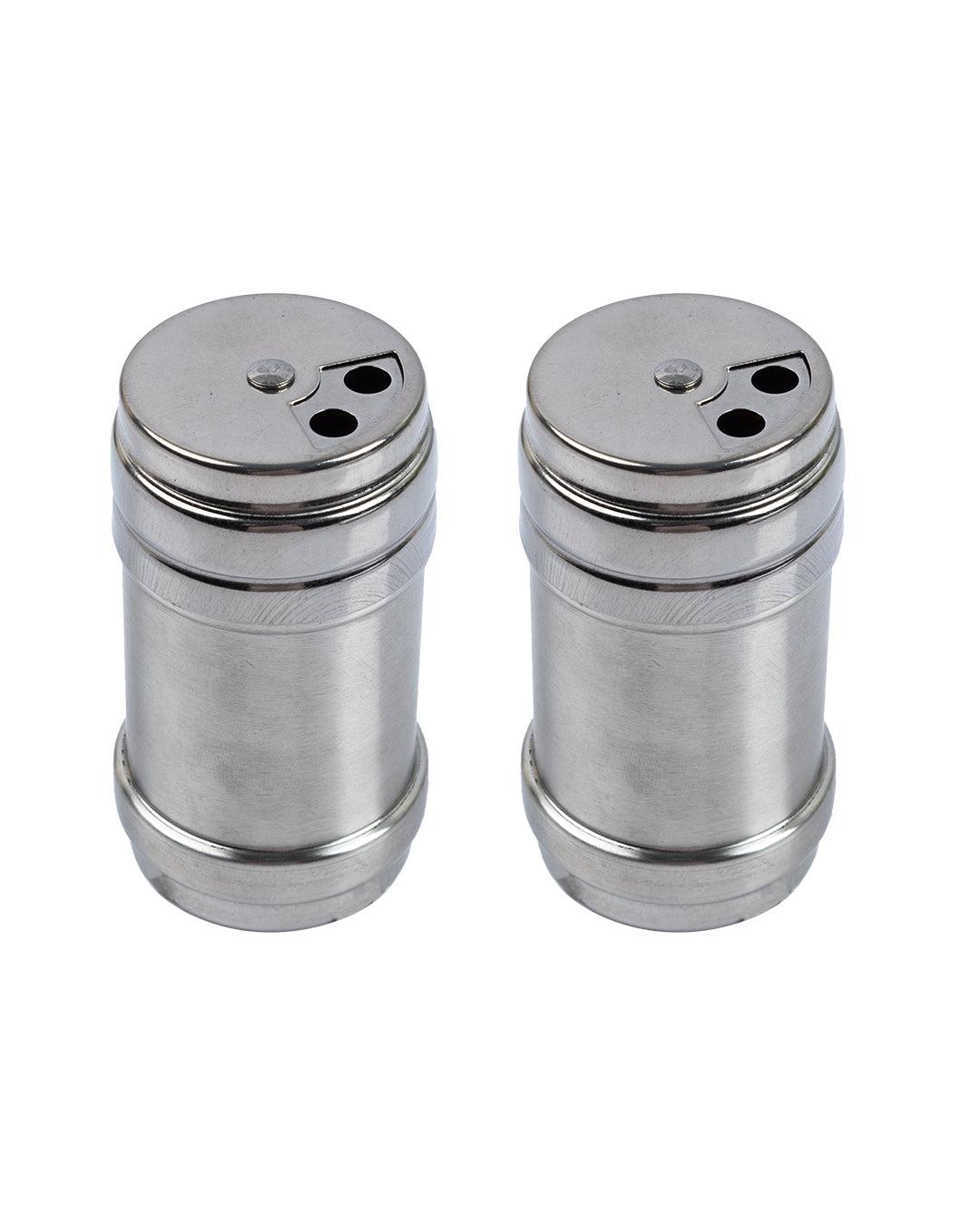 Metal Salt & Pepper Shakers, Silver, Stainless Steel, Set of 2 - MARKET 99