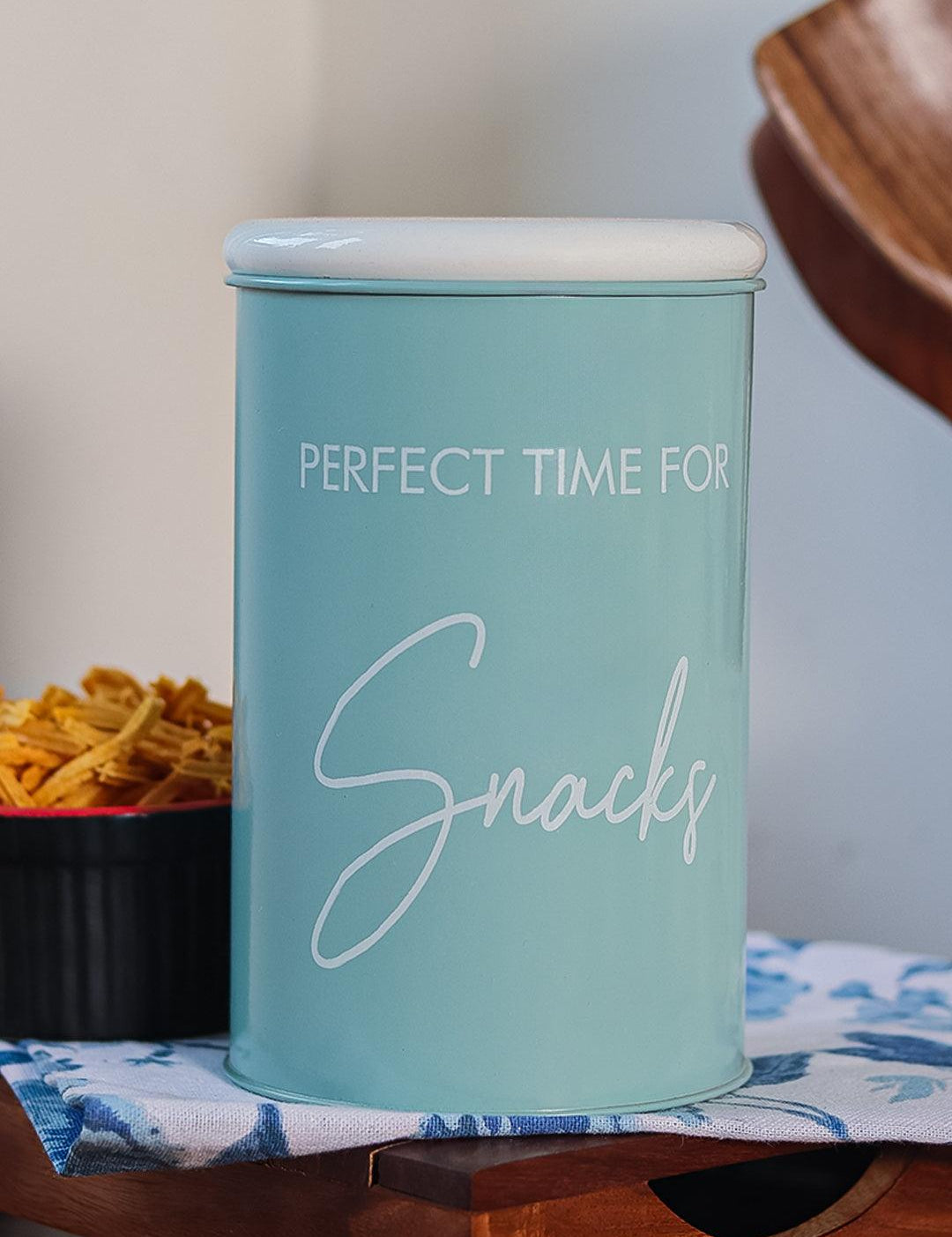 Metal Snacks Jar - Light Green, 900 Ml - MARKET 99