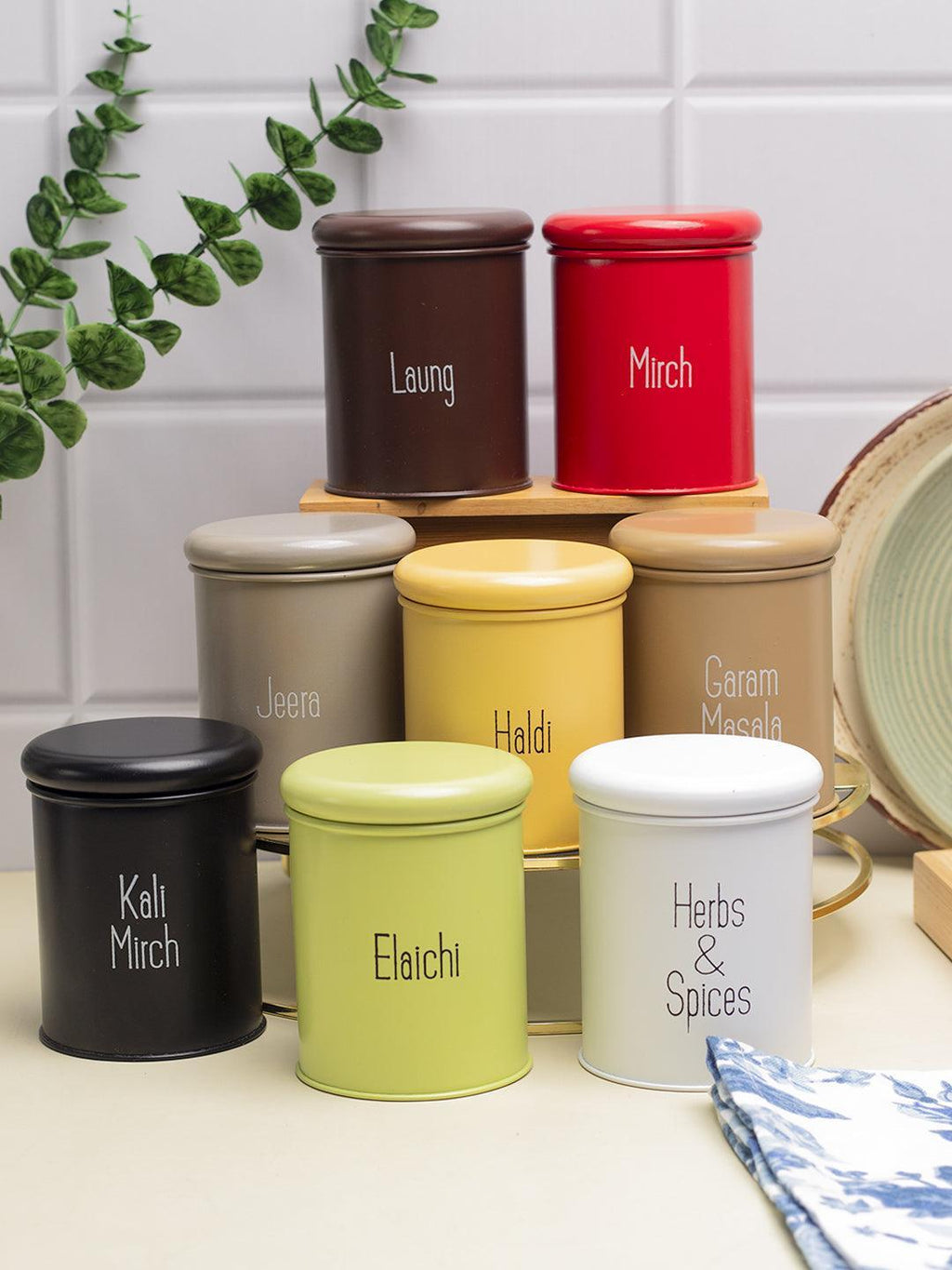Spiece Containers Metal Spice Jar Set Of 8 Pcs (Each 300 Ml) - Market99 – MARKET99