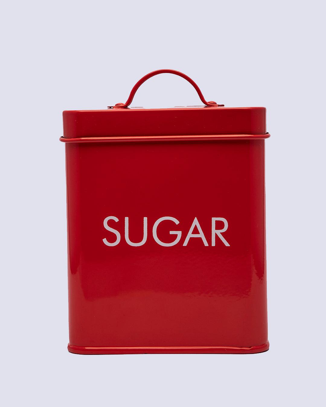 Metal Storage Jar, Sugar Jar, Red, Iron, 1.7 Litre - MARKET 99