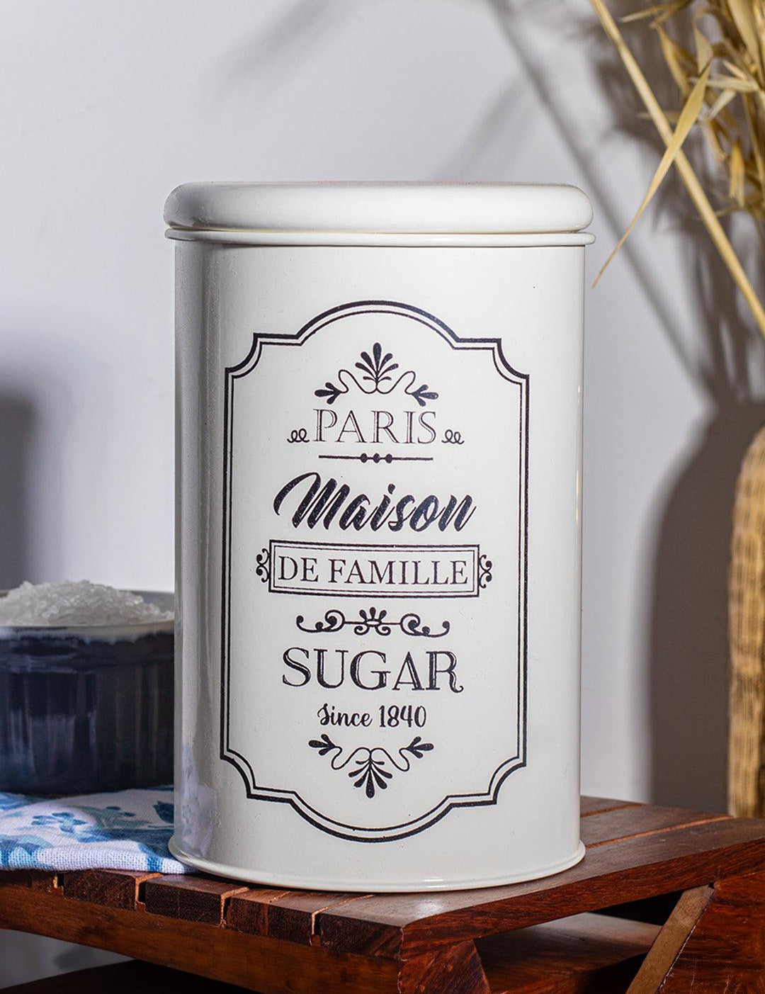 Metal Sugar Jar - Ivory & 900 Ml - MARKET 99