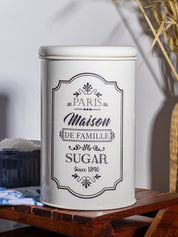 Metal Sugar Jar - Ivory & 900 Ml - MARKET 99