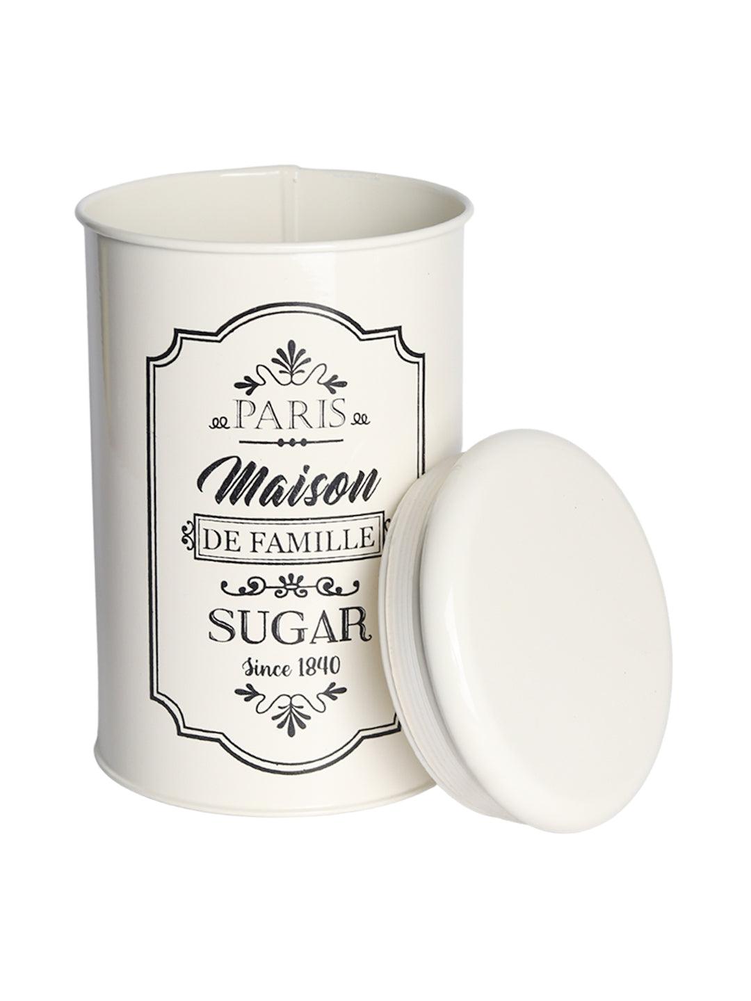 Metal Sugar Jar - Ivory & 900 Ml - MARKET 99