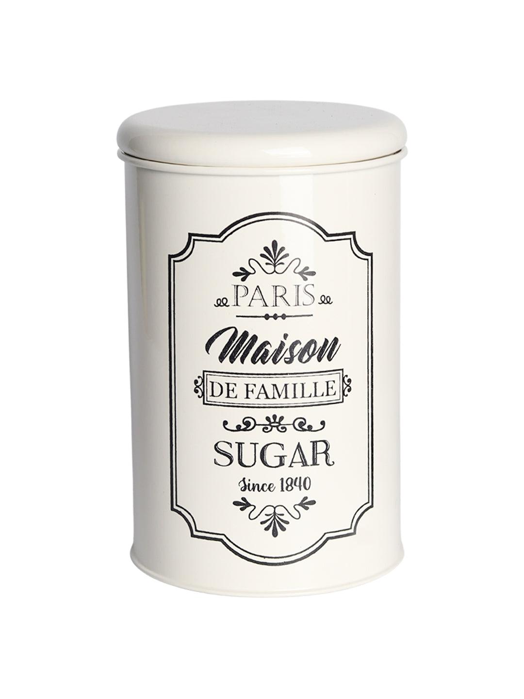 Metal Sugar Jar - Ivory & 900 Ml - MARKET 99