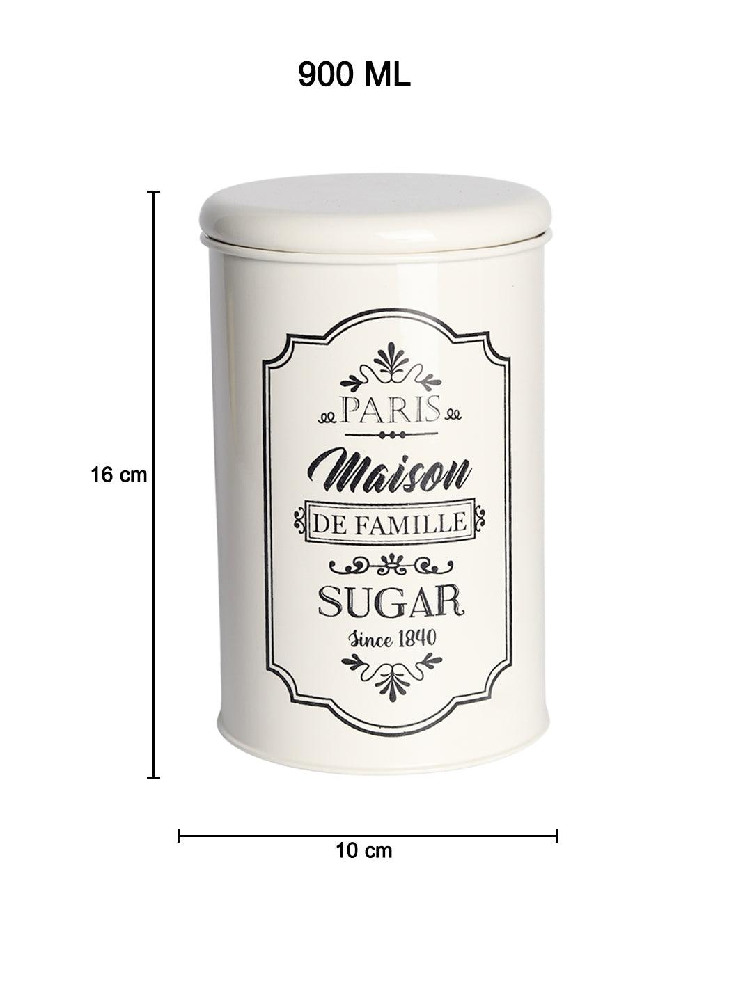 Metal Sugar Jar - Ivory & 900 Ml - MARKET 99