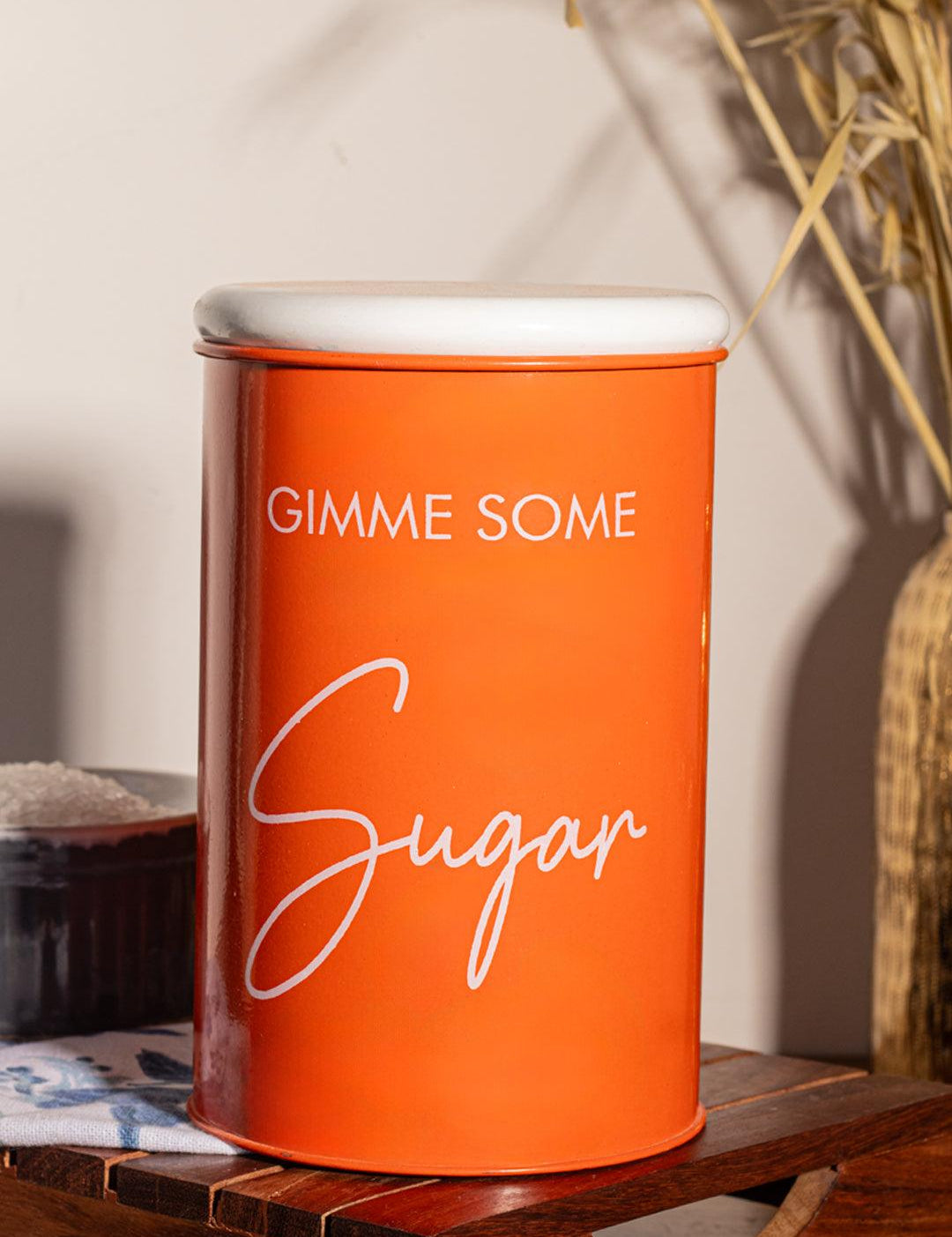 Metal Sugar Jar - Orange, 900 Ml - MARKET 99