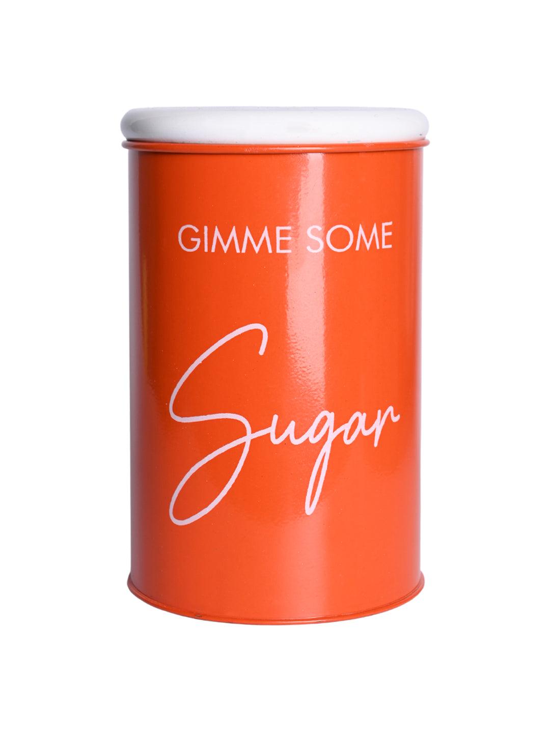 Metal Sugar Jar - Orange, 900 Ml - MARKET 99