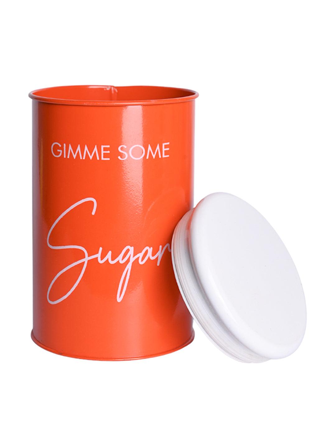 Metal Sugar Jar - Orange, 900 Ml - MARKET 99