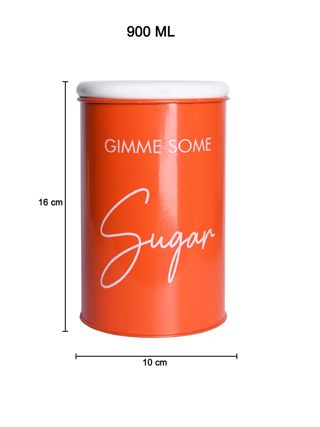 Metal Sugar Jar - Orange, 900 Ml - MARKET 99