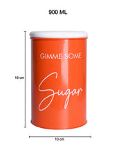 Metal Sugar Jar - Orange, 900 Ml - MARKET 99