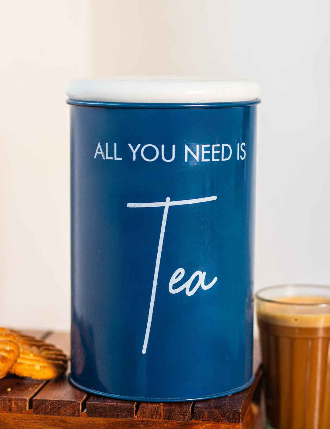 Metal Tea Jar - Blue, 900 Ml - MARKET 99