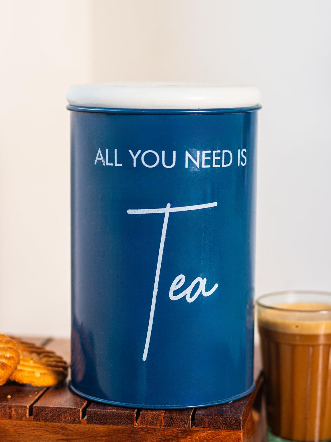 Metal Tea Jar - Blue, 900 Ml - MARKET 99