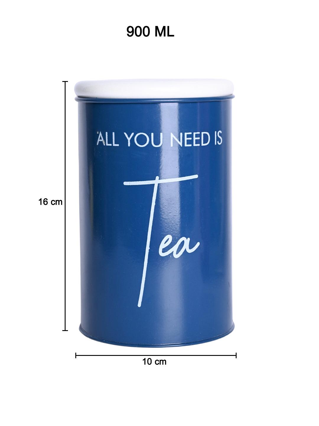 Metal Tea Jar - Blue, 900 Ml - MARKET 99