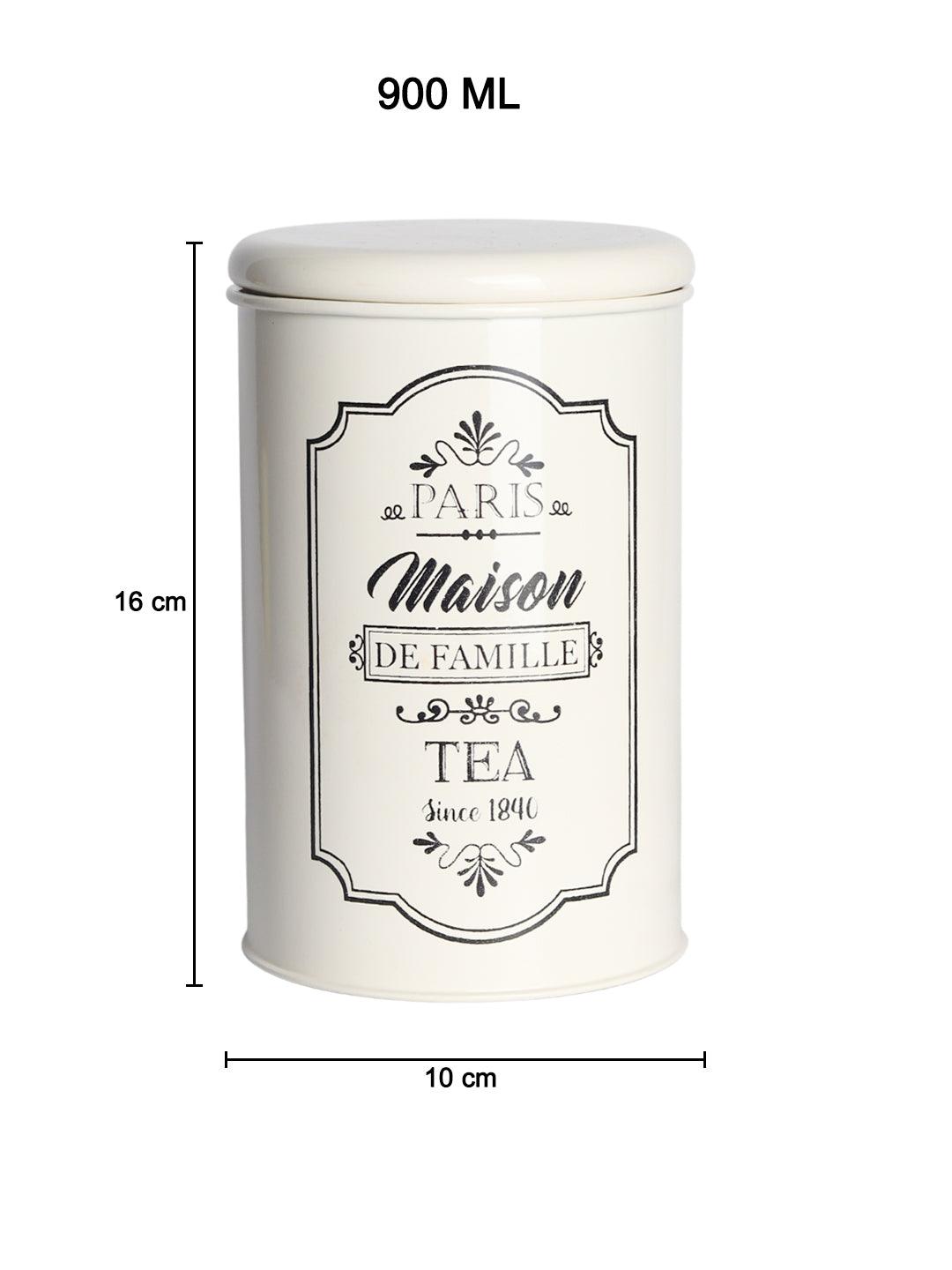 Metal Tea Jar - Ivory & 900 Ml - MARKET 99