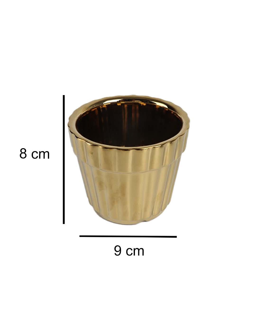 Metallic Style Table Planter, Golden, Ceramic - MARKET 99