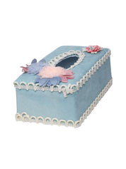 Middle Blue Tissue Box Holder - Floral Design - MARKET 99