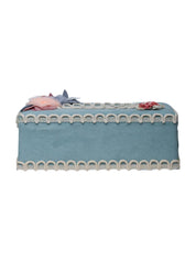 Middle Blue Tissue Box Holder - Floral Design - MARKET 99