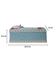 Middle Blue Tissue Box Holder - Floral Design - MARKET 99