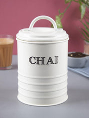 Mild Steel White Cylindrical Chai Jar (800 ML) - MARKET 99