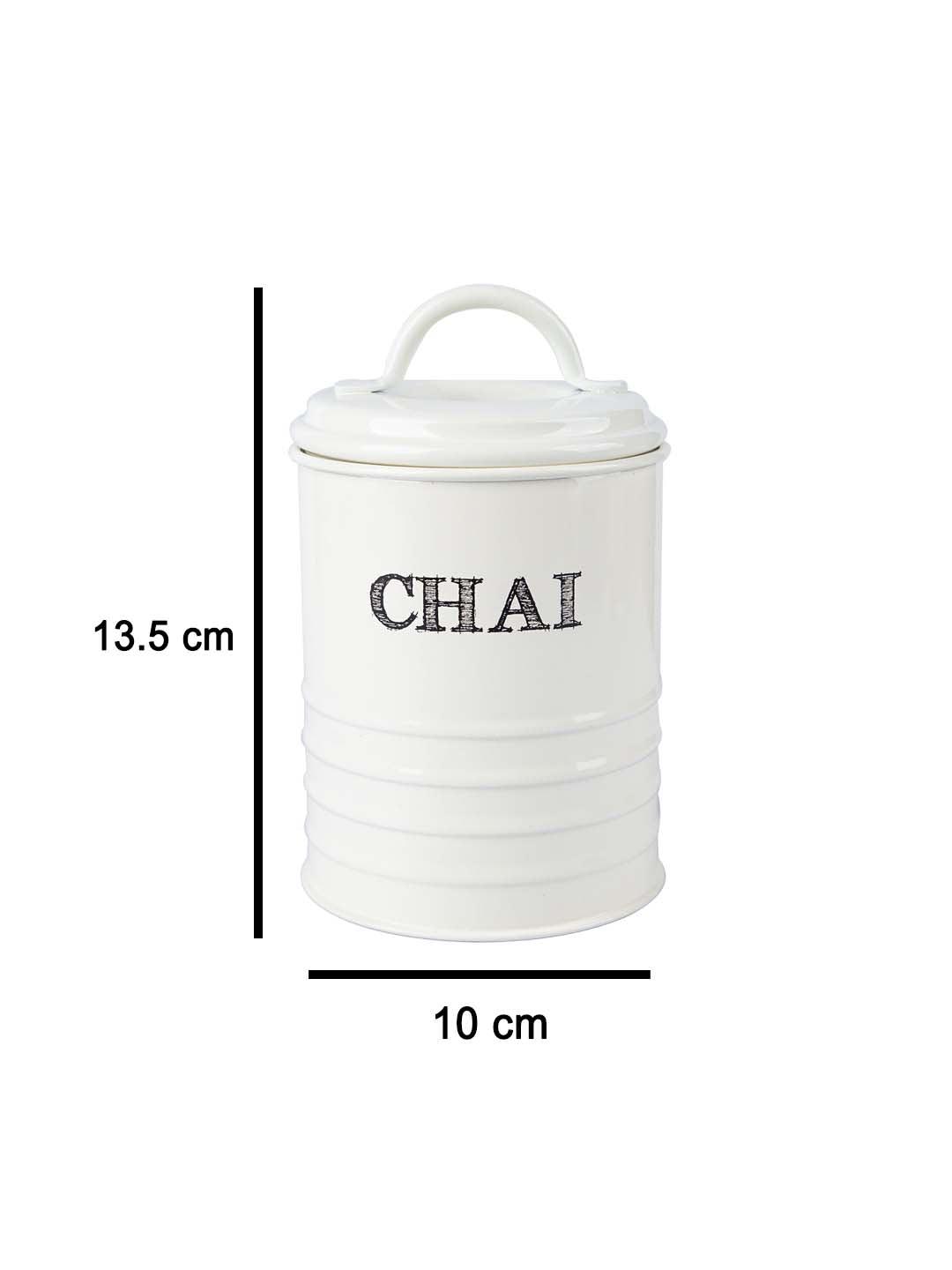 Mild Steel White Cylindrical Chai Jar (800 ML) - MARKET 99