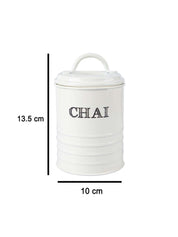 Mild Steel White Cylindrical Chai Jar (800 ML) - MARKET 99