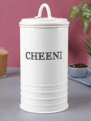 Mild Steel White Cylindrical Chini Jar (1200ML) - MARKET 99