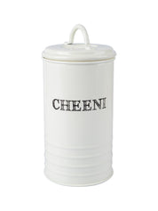 Mild Steel White Cylindrical Chini Jar (1200ML) - MARKET 99