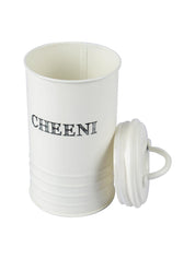 Mild Steel White Cylindrical Chini Jar (1200ML) - MARKET 99