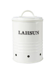 Mild Steel White Cylindrical Lahsun Jar - MARKET 99