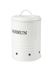 Mild Steel White Cylindrical Lahsun Jar - MARKET 99