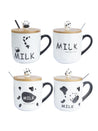 "MILK" Coffee Mug With Lid -  450mL, Mixing Spoon