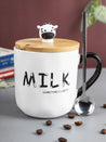 "MILK SOMETIME I LIKE IT" Coffee Mug With Lid -  450mL, Long Stirring Spoon