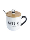 "MILK SOMETIME I LIKE IT" Coffee Mug With Lid -  450mL, Long Stirring Spoon