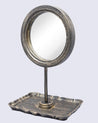 Mirror with Jewellery Holder, Chrome Finish, Dressing Table, Ring Dish, Brown, MDF - MARKET 99