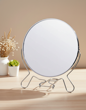 Mirror with Stand, Metal Mirror, Silver, Steel
