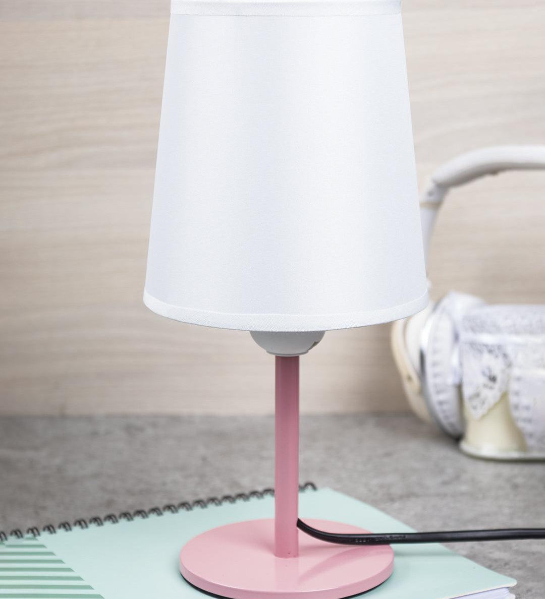 Modern Table Lamp, Pink, Iron & Polyester - MARKET 99
