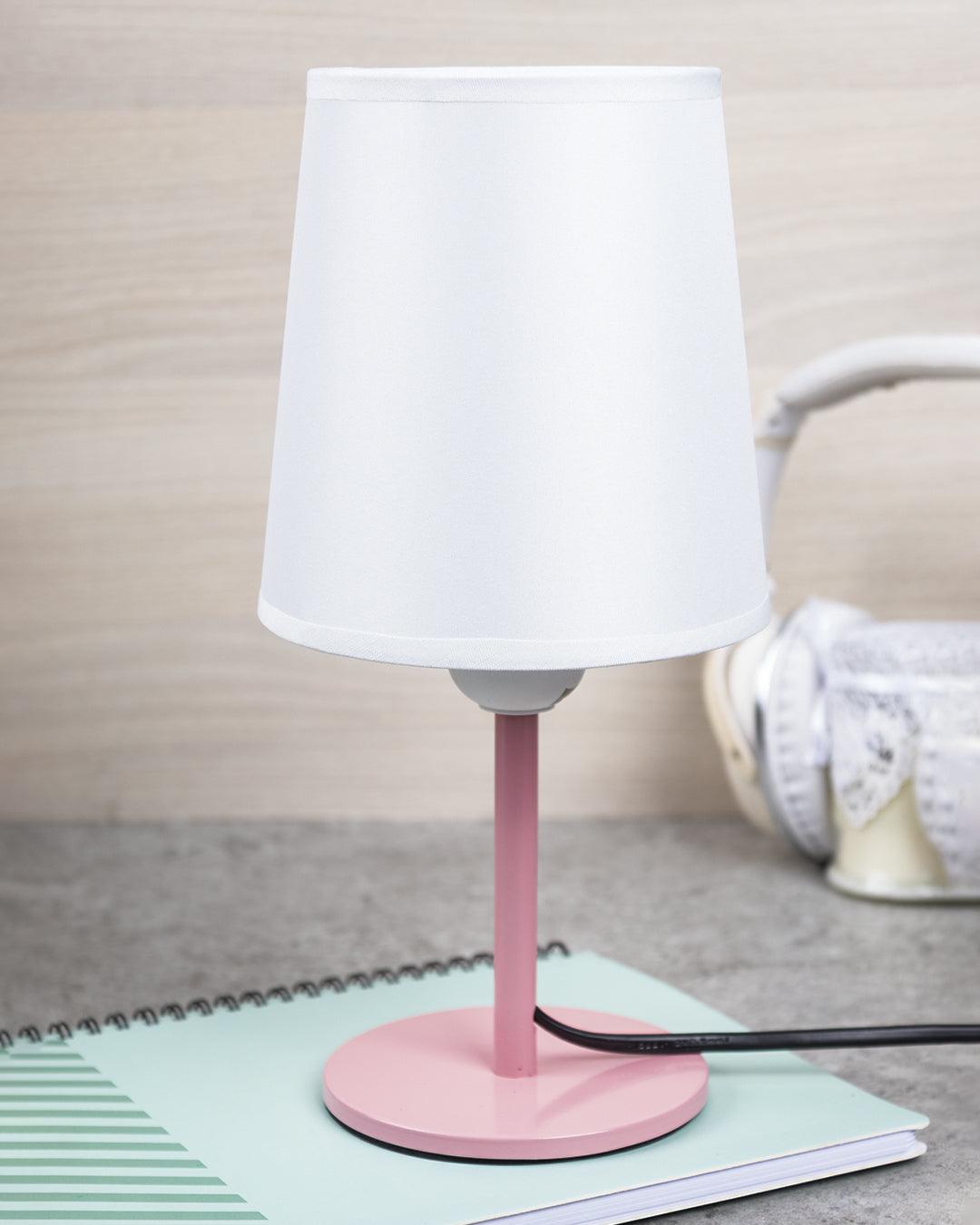 Modern Table Lamp, Pink, Iron & Polyester - MARKET 99